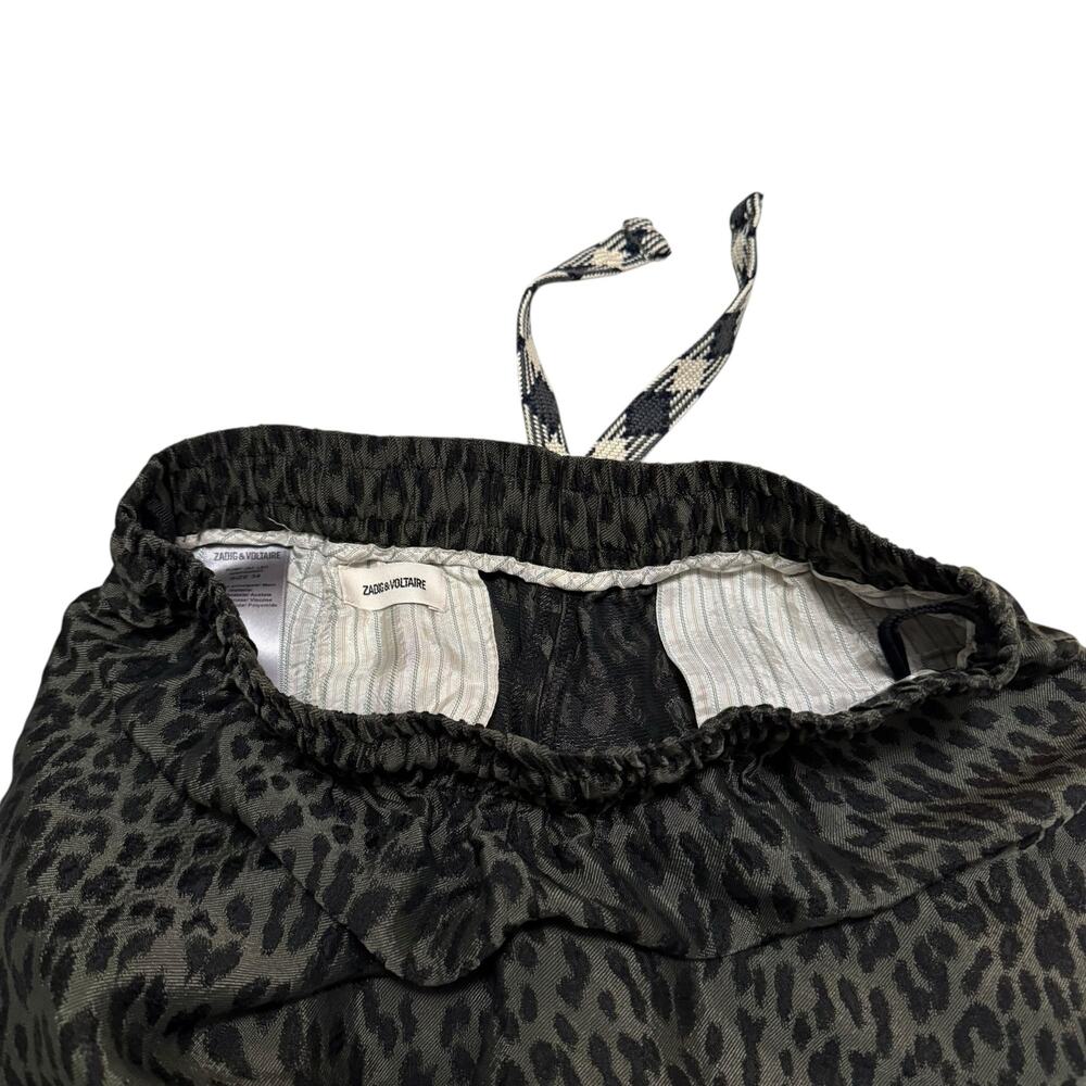 Zadig & Voltaire Pomy Jac Leo Track Pants Leopard Print Jacquard Green Black 34 - Picture 6 of 9